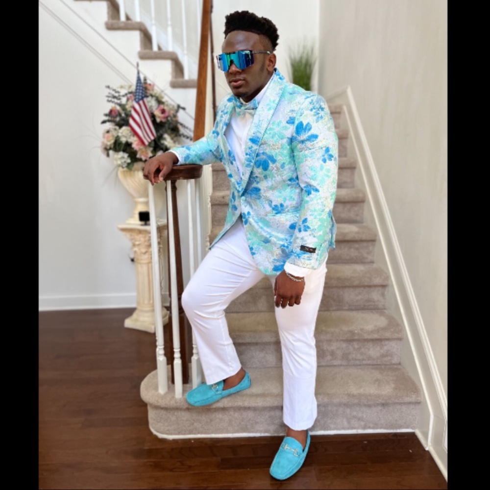 Light Blue Floral Suit